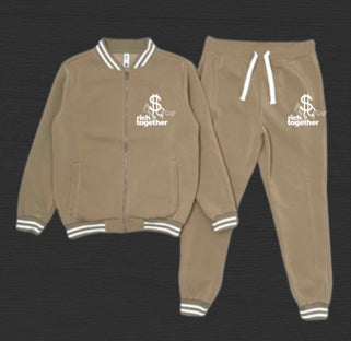 Men Varsity Style Zip Up Jogger Sets