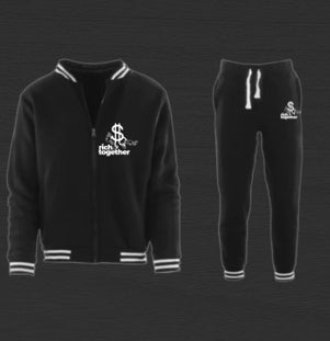 Men Varsity Style Zip Up Jogger Sets