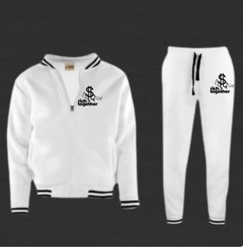 Men Varsity Style Zip Up Jogger Sets