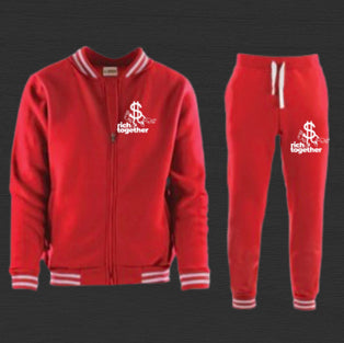 Men Varsity Style Zip Up Jogger Sets