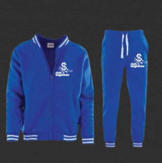 Men Varsity Style Zip Up Jogger Sets