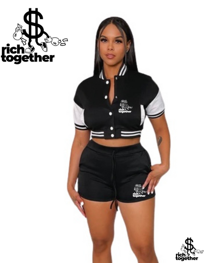 Varsity Crop Top Short Set